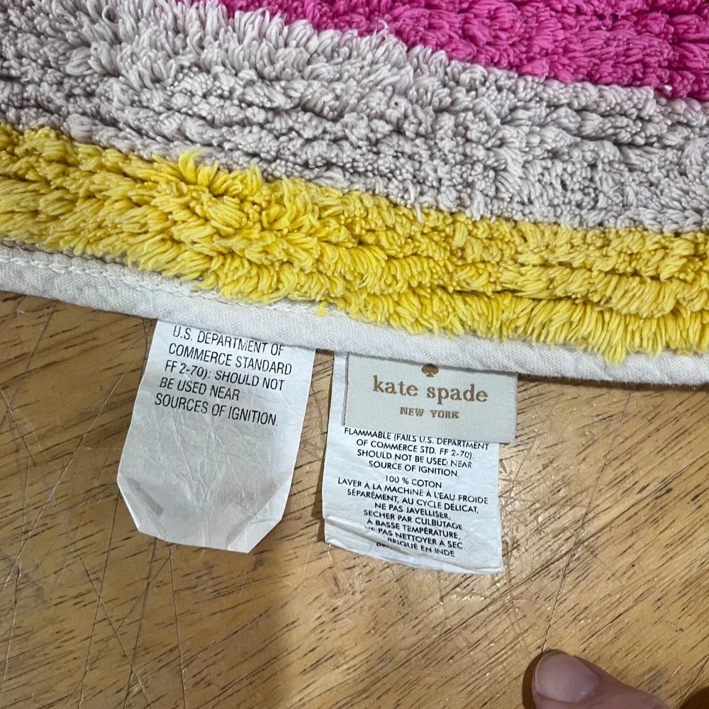 Kate Spade New York Paintball Striped Cotton Bath Rug 21x34 Preppy Modern Mat
